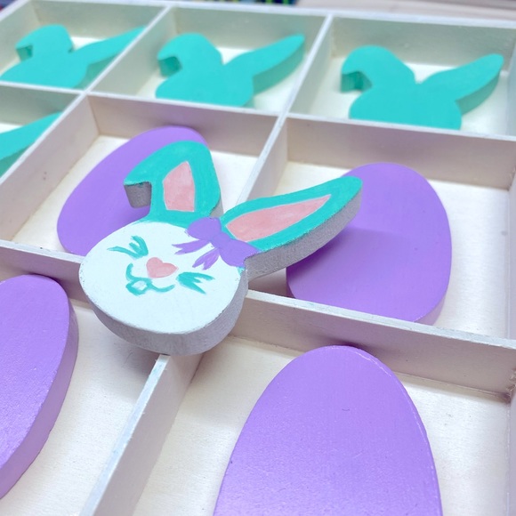 Hand painted Easter Bunny Tic Tac Toe - Picture 2 of 3